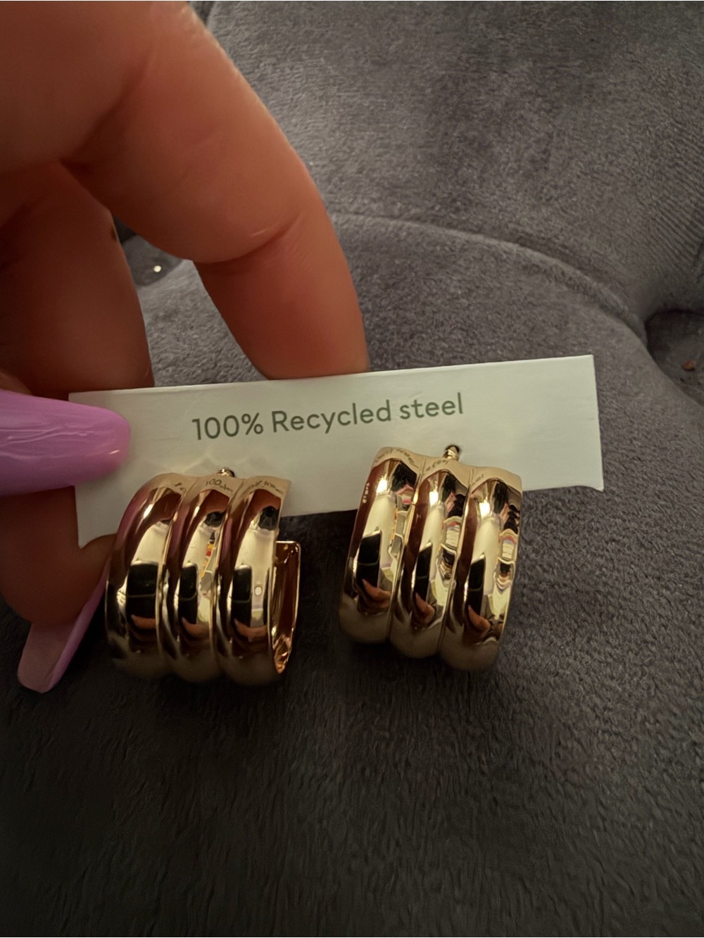Source Unknown Gold Triple-Row Hoop Earrings